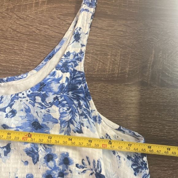 J.Jill Sleeveless White and Blue Floral Toile Lined Maxi Dress Size Small Petite - Picture 4 of 10